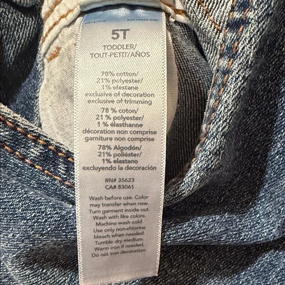 🧵 OshKosh B’gosh 5T Denim Overalls | Classic Vestbak Toddler Jean Dungarees - Picture 7 of 9